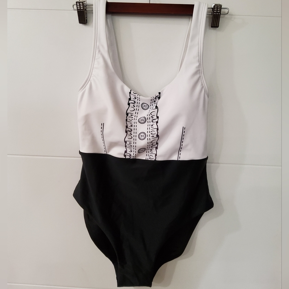 Karl Lagerfeld Printed Colorblok Swimsuit One Piece Size XS